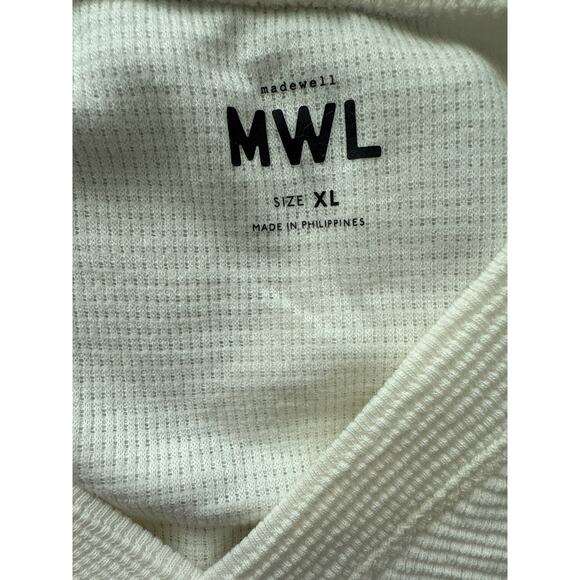 Madewell V-Neck Crop Textured Tee in Lighthouse Cream Size XL - Picture 8 of 10